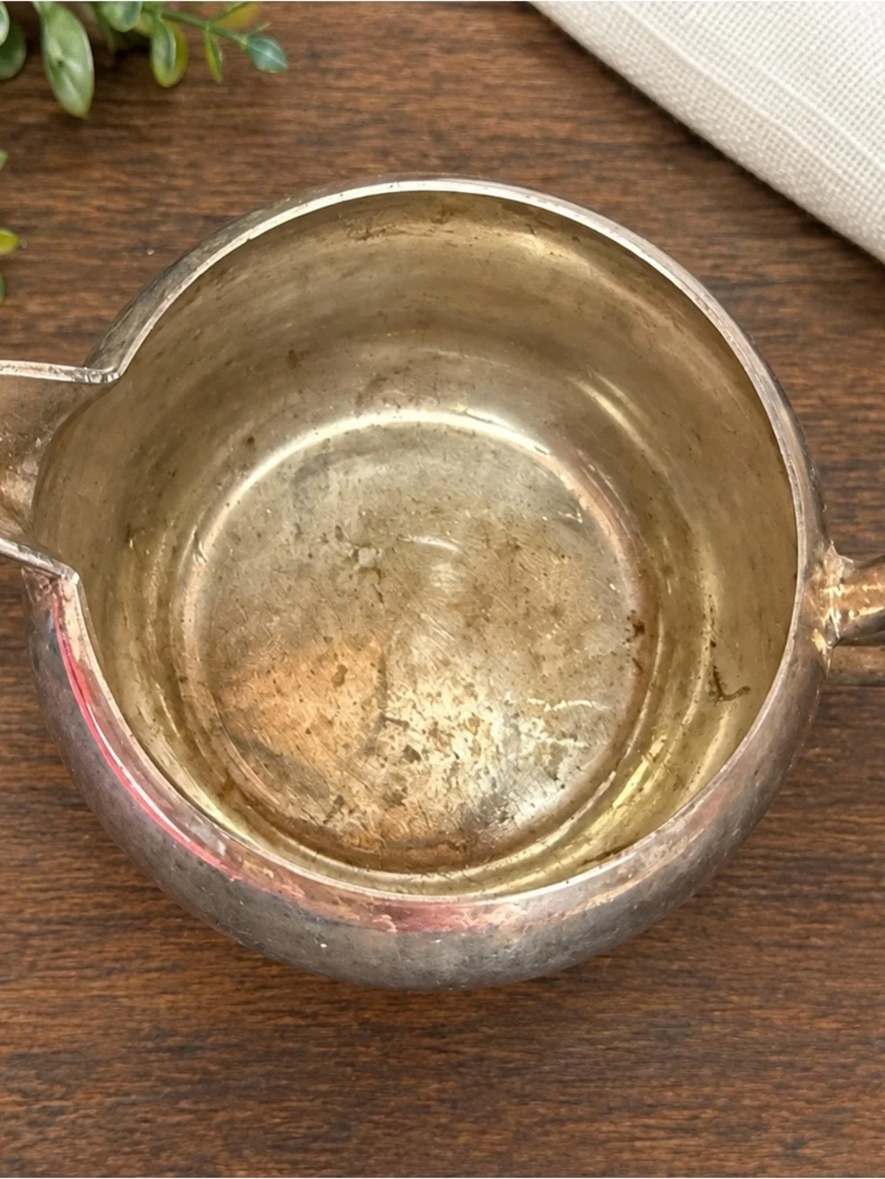 Vintage Academy Silver on Copper Creamer Pitcher Footed Serving Piece